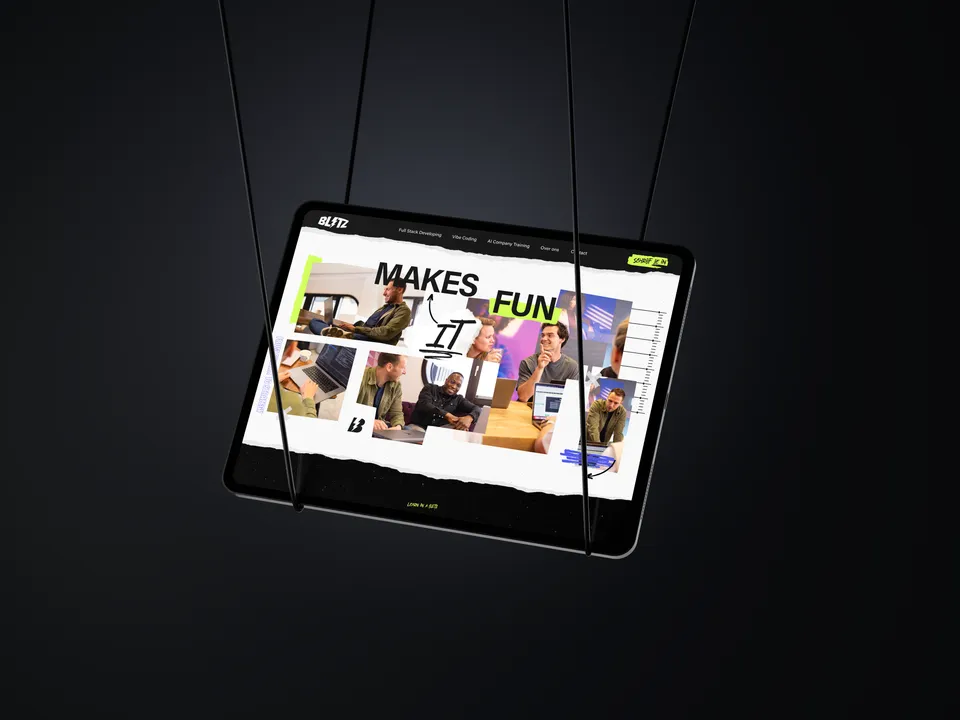 Blitz website shown on a tablet