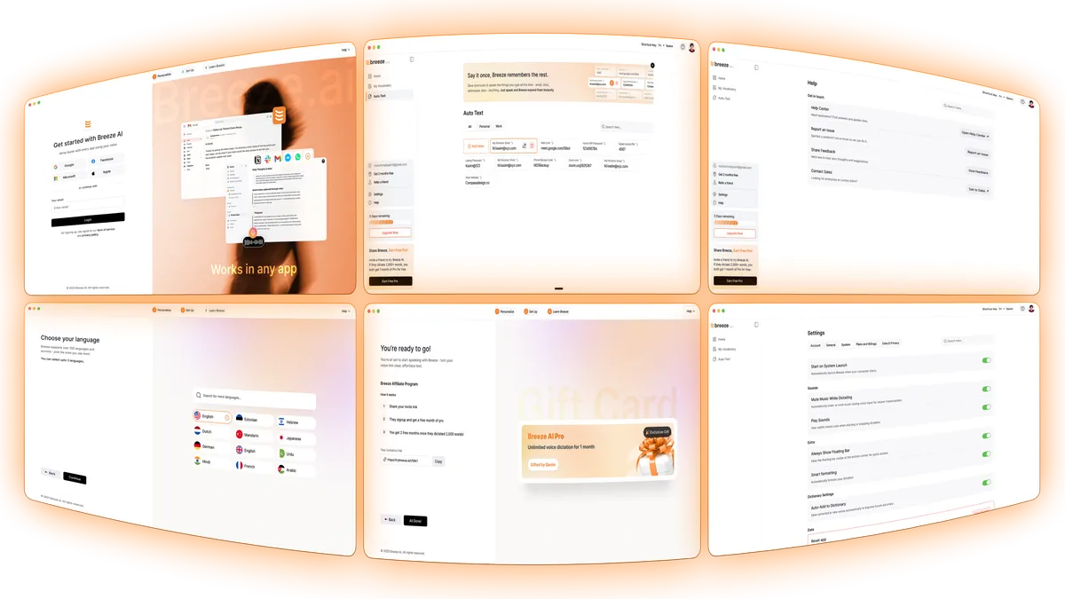 Breeze AI app screens